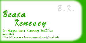 beata kenesey business card